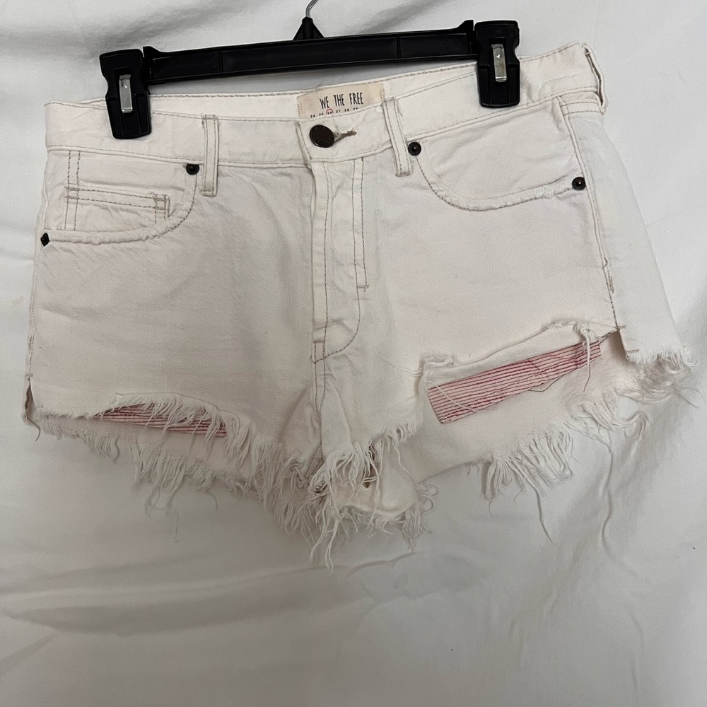 Free People White Jean Shorts